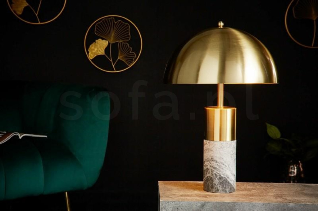 INVICTA lampa stołowa BURLESQUE - złota, szary marmur