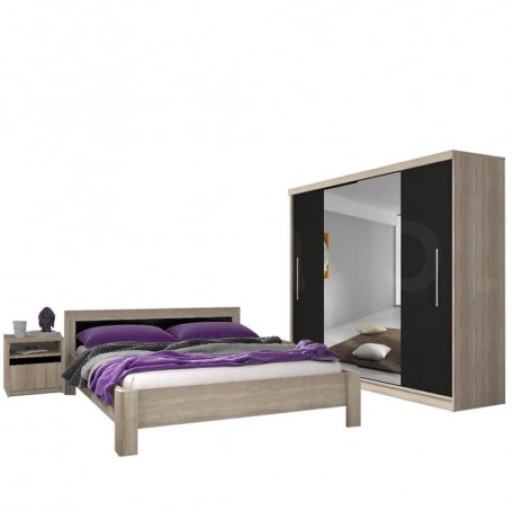 Zestaw sypialniany "GLORIA 204" szafa + łóżko + stolik nocny