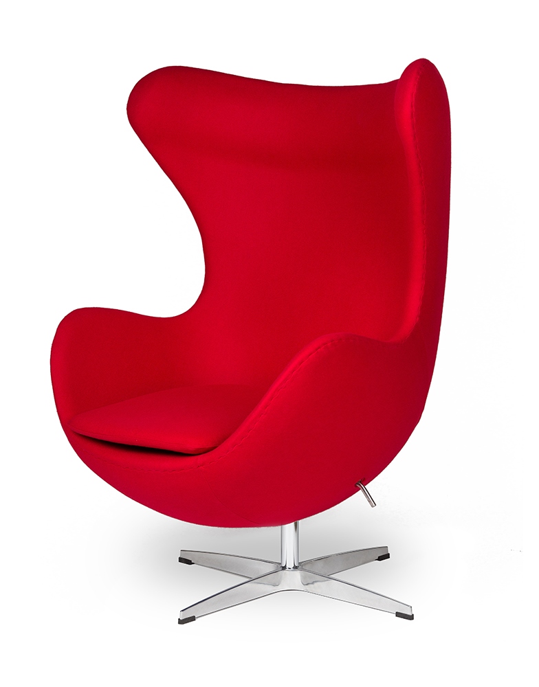 Fotel EGG CLASSIC czerwony.17 - wełna, podstawa chromowana