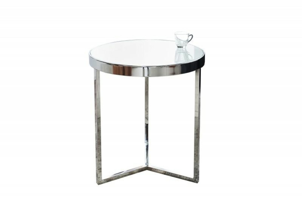 INVICTA stolik ART DECO 50 cm srebrny - szkło, metal
