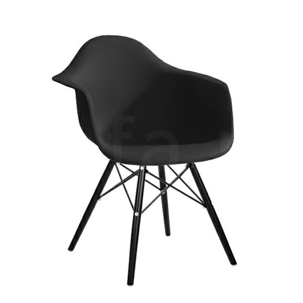 Fotel DAW BLACK czarny.03 - polipropylen, podstawa drewniana czarna