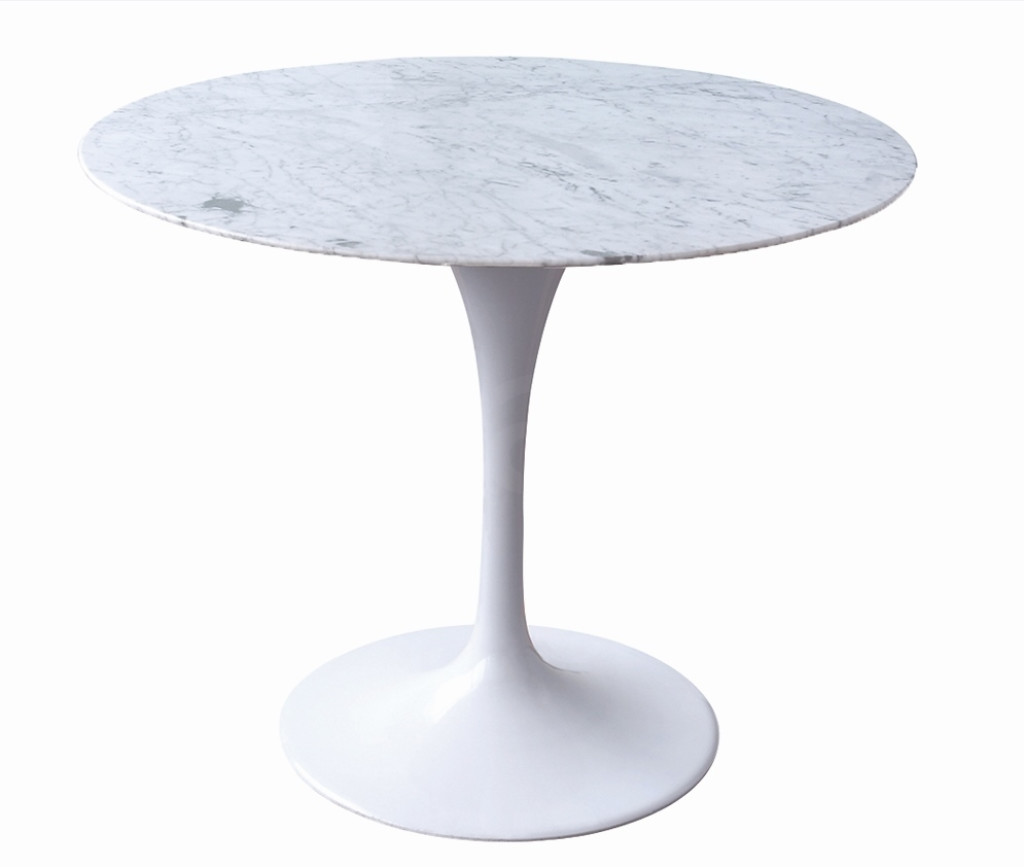 Stół TULIP MARBLE 90 biały - blat okrągły marmurowy, metal