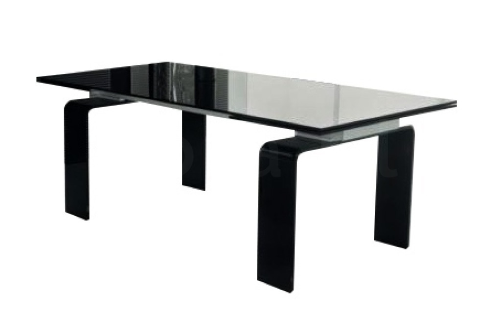 Stół szklany ATLANTIS BLACK 200/300 - rozkładany, szkło czarne