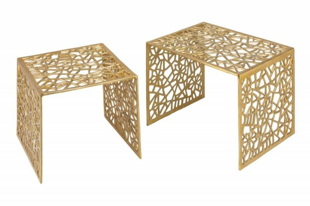 INVICTA zestaw stolików ABSTRACT złoty - aluminium